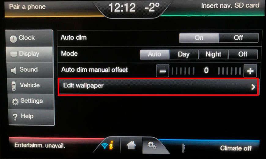 Display settings - Edit wallpaper